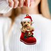 Подвеска в виде собаки на Рождество, собака в сапоге Санты, подвесное украшение, 2D, плоская акриловая подвеска для рождественской елки, домашний декор, подарок любителям собак