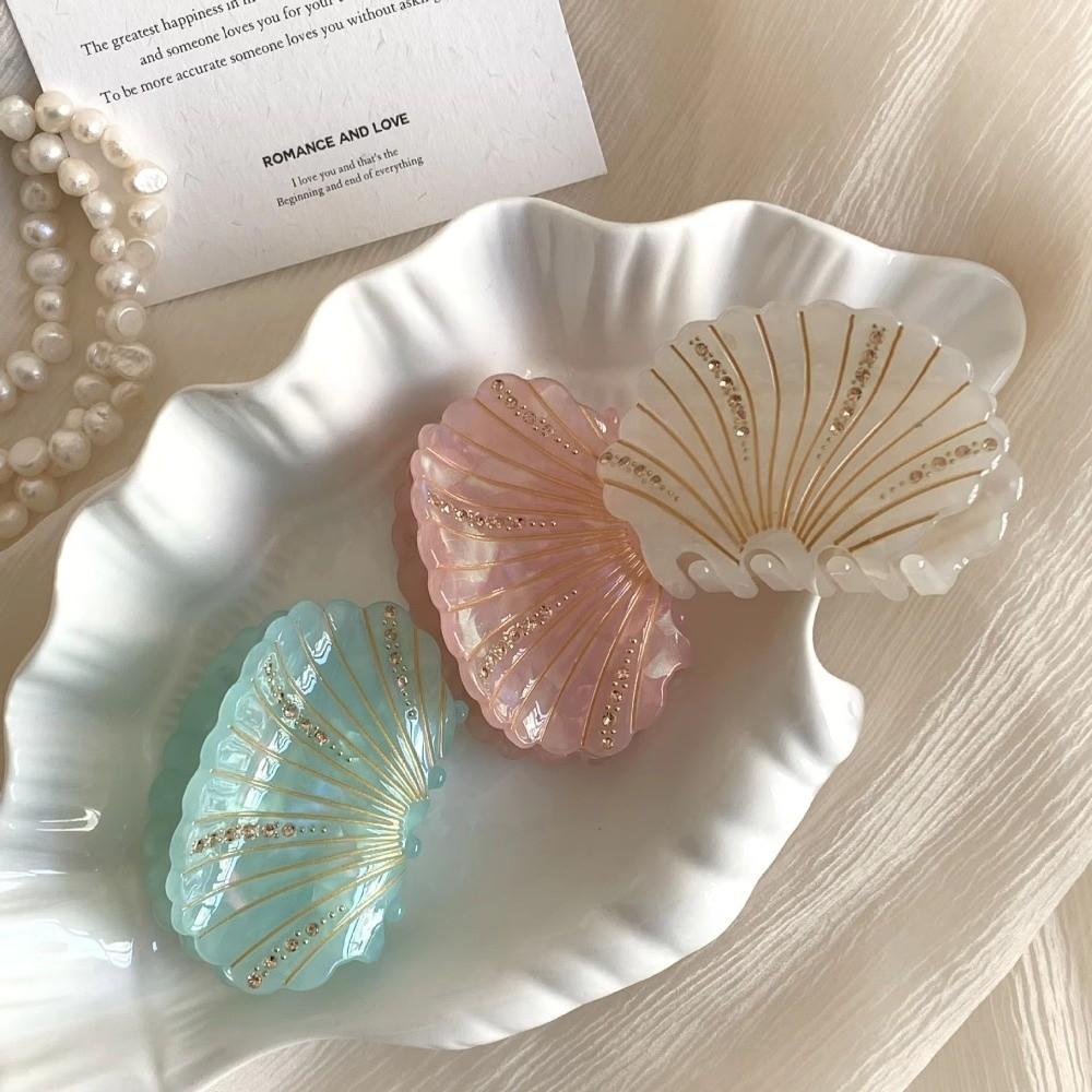 Non-slip Shell Hair Claw Acetate Shark Clip Shining Seashell Hair Clips for Women