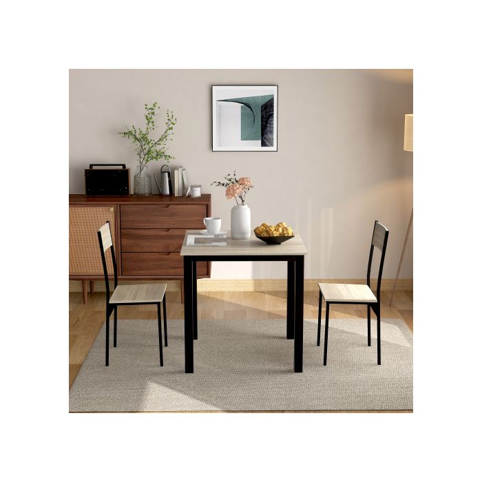 Ensemble de salon, table de salle à manger et deux chaises, couleur naturelle