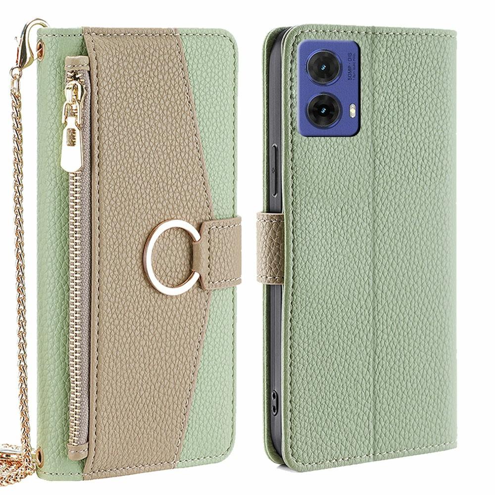For Motorola Moto G85 5G/S50 Neo 5G Case Mirror Wallet Leather Phone Cover with Chain Shoulder Strap
