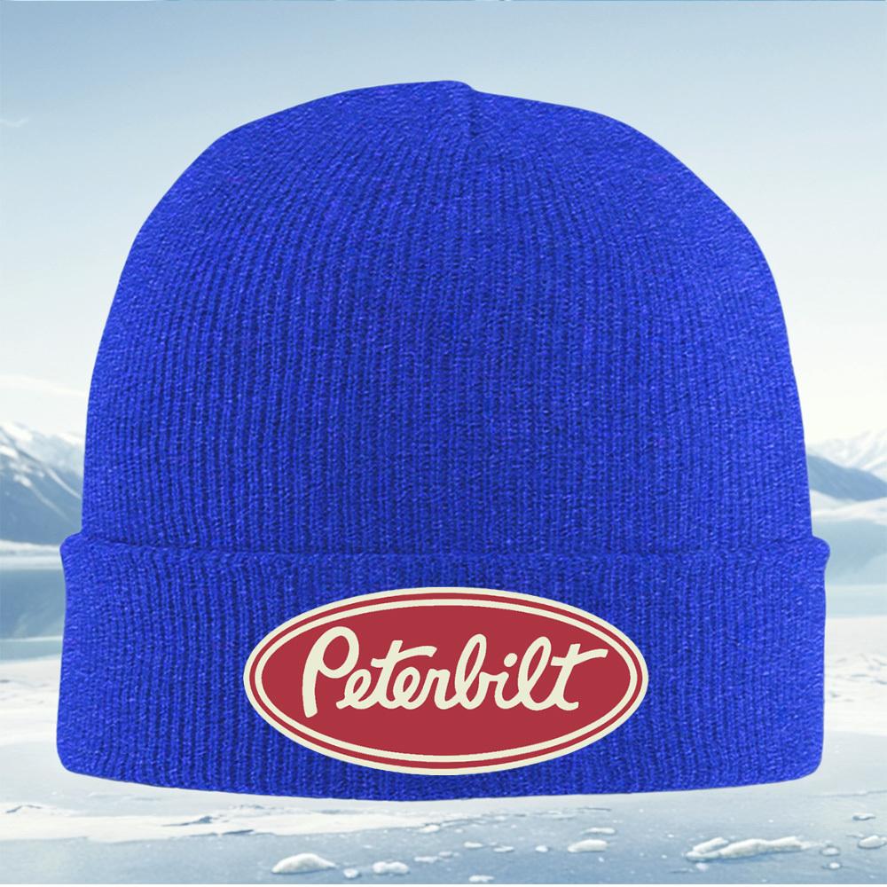 Oval badge Peterbilt text emblem Men Women Unisex Knitted Hat Beanie Pullover Cap Winter Thermal Warm Christmas Outdoor Cycling