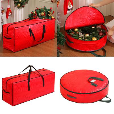 Сумка для хранения рождественской елки/украшений/венка большой вместимости Круглая молния Пылезащитный Водостойкий Органайзер