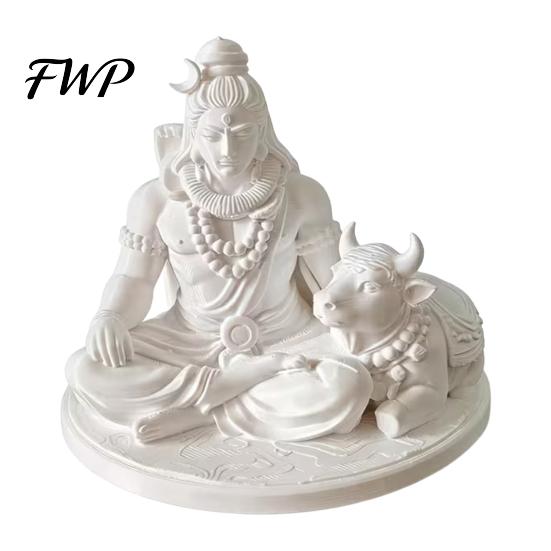 Religious Statue for Study 3D Printed Sacred Shiva with Nandi Bull, Miniature Desktop Meditation Fine Detailed Buddha Decor Decor, Spiritual Gift Yoga