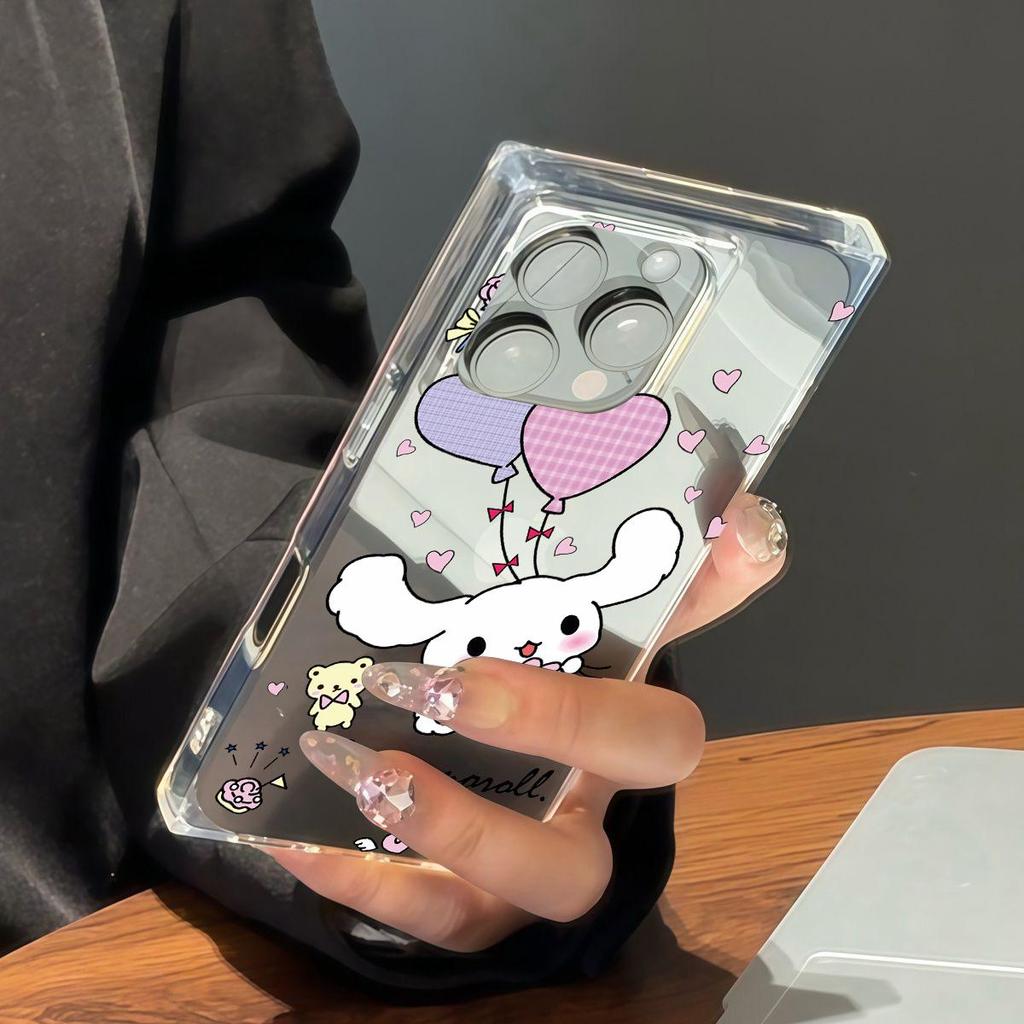 Прозрачный квадратный чехол-трубка для защиты iPhone 11 16 ProMax 14 Pro Max 12 13 15 Plus, защита от окисления, чехол с рисунком шарика любви и кролика