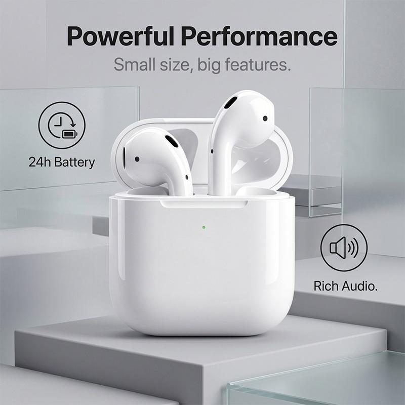 Second Generation Air 2 Bluetooth 5.3 TWS Earbuds Half In Ear Wireless Headset Rich Audio Handsfree Call 24 Hours Playtime