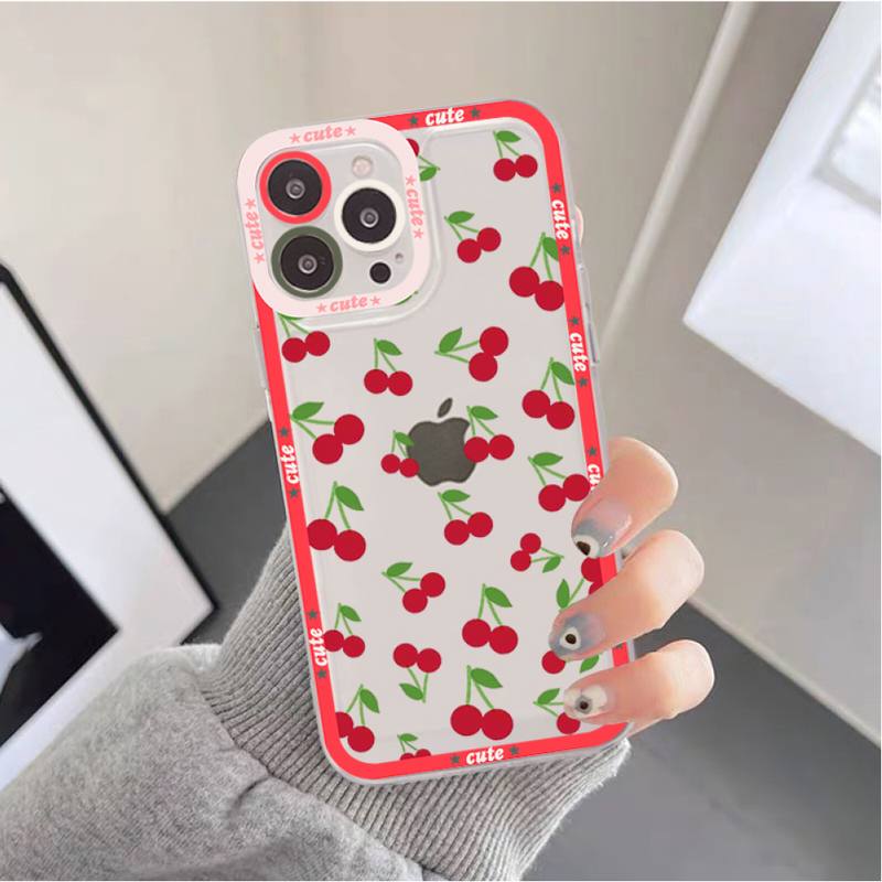Милый Чехол-Клубника-Вишня для iPhone 11 12 13 Mini Pro Max 14 Pro Max Чехол-накладка