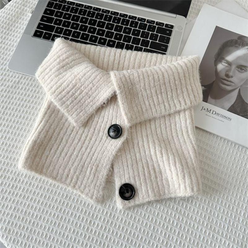 Knitted Wool Versatile Warm and Cold Neck Protection Button Shawl Neck Cover