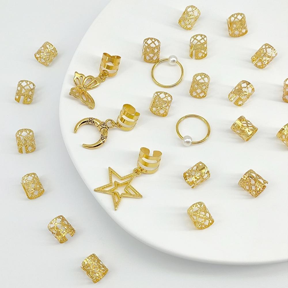 25pcs Hair Braiding Hollow Out Hair Ring Dread Locks Hair Braid Tubes Dreadlocks Beads  Decor