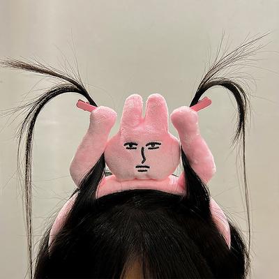 Забавный розовый кролик ободок для женщин плюшевая кукла ободок для девочек заколка для волос милые обручи аксессуары для волос