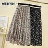 Women's Chiffon Floral A-line Skirt Middle Length Elastic Waist Lightweight Breathable Daily Casual Spring and Summer