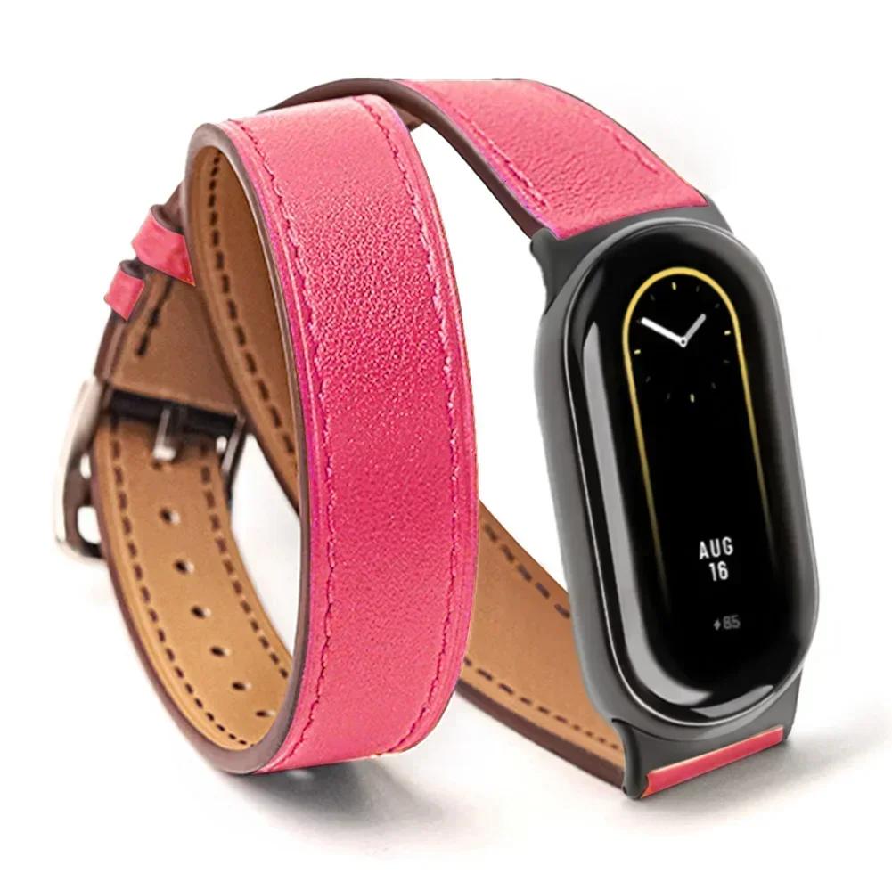 Для Mi Band 8 Ремешок Кожаный ремешок Для Xiaomi Mi Band 9 Ремешок на запястье Correa Часы Замена Miband 9 NFC Спортивный браслет Pulseira