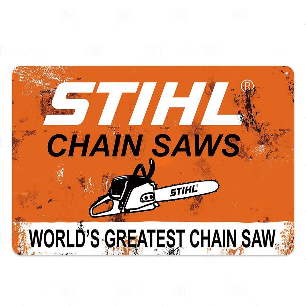 Металлическая табличка с цепной пилой, металлическая винтажная жестяная вывеска, настенный декор для человека, декоративная тарелка в пещере
