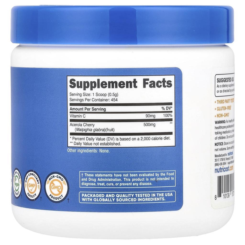 Натуральный витамин С, без вкуса, 227 г(8.1 унция)