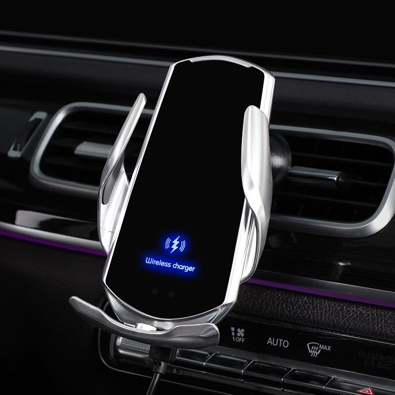 Автомобильный держатель для телефона премиум-класса, беспроводное зарядное устройство, кронштейн для мобильного телефона, индукционное открытие, закрытие, навигация, фиксирующая рамка, автодержатель