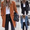 Women Winter Overcoat Double-breasted Turn-down Collar Long Sleeves Buttons Cardigan Plus Size
