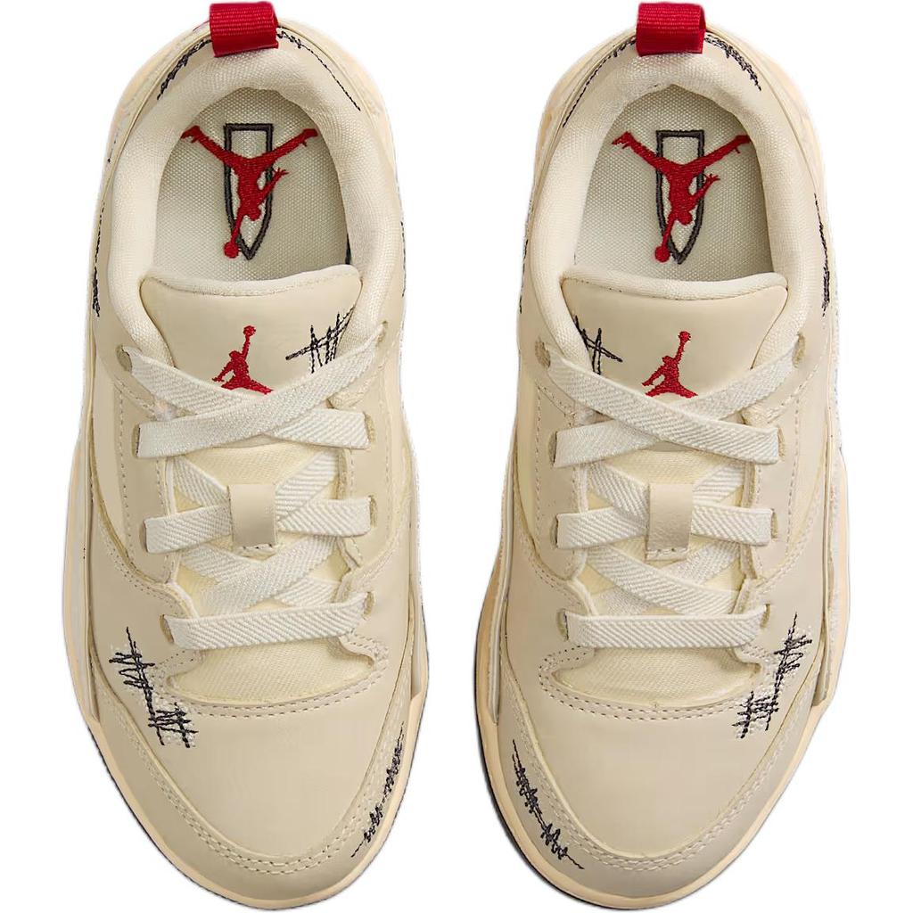 Who Decides War x Air Jordan Jordan Flight Court PS Мир — твоя площадка - Креповые детские кроссовки кремового цвета, кокосовое молоко, университетский красный HQ2960-100