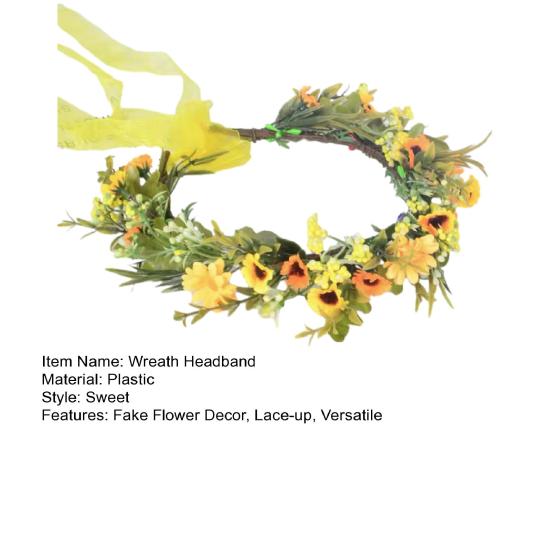 Девочки Венок Ободок Искусственные Цветы Листья Декор Регулируемая Лента Ручная Работа Гирлянда Свадьбы Фестивали Декор