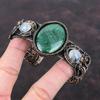 Malachite Gemstone Bangle Copper Wire Wrapped Cuff Bracelet Moonstone Bangle Handmade Adjustable Bangle Copper Wire Wrapped Jewelry For Gift