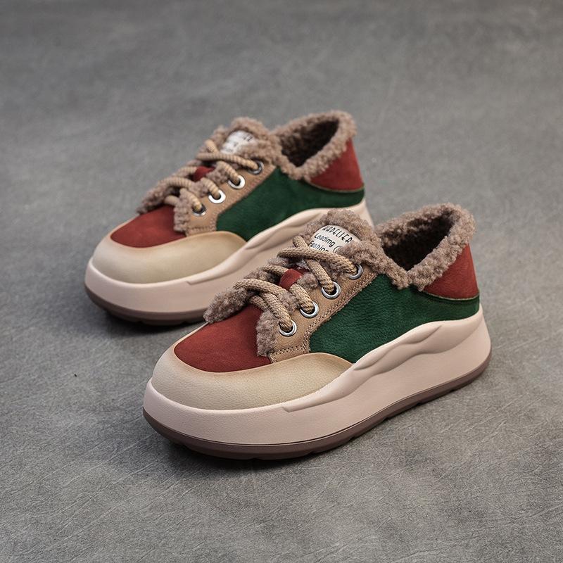 Johnature Мягкие теплые туфли из хлопка разных цветов из натуральной кожи с мягкой подошвой, удобные женские туфли на плоской платформе