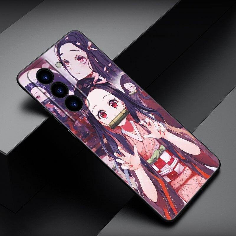 Чехол для телефона Demon Slayer Nezuko с аниме для Samsung Galaxy S22 Pro S21 S20 FE Ultra S10 Lite S10 S10E S9 S8 Plus, мягкий черный чехол