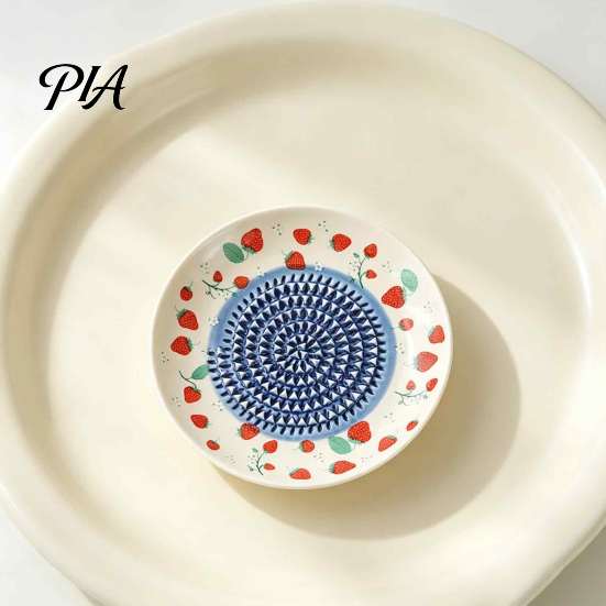 Safe Grinding Disc Ceramic Garlic Grater Plate, Fruit Print Ginger Cheese Manual Grinder, Food Prep Dish Multi-function Kitchen Mincer for Onion,