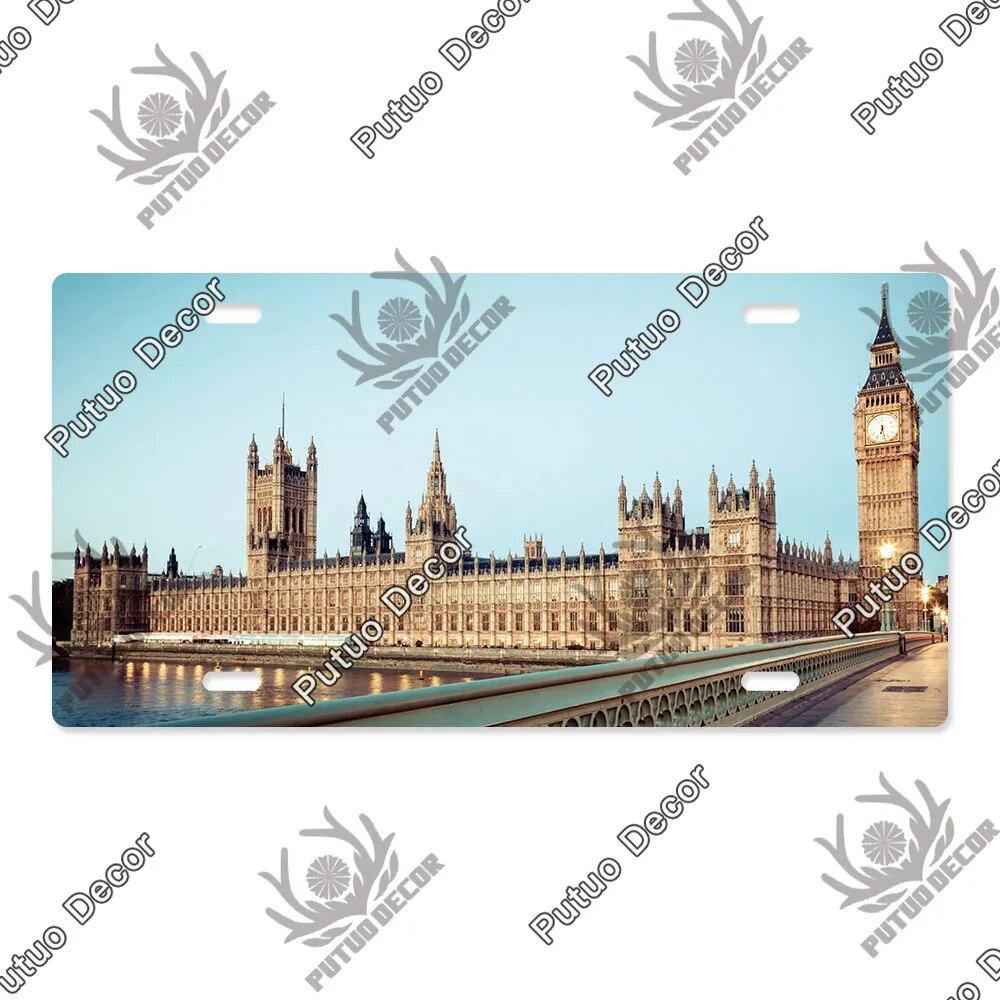 Putuo Decor Bridge Licenses Plate Metal Sign Plaque Metal Vintage Decoration for Living Room Door Beach House Home Wall Decor
