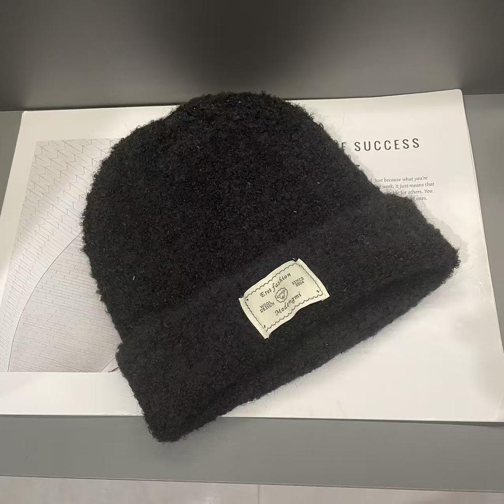 Вязаная шапка-патч для женщин на осень и зиму, теплая и защищающая уши, мягкая и восковая, утолщенная плюшевая шерстяная шапка, демонстрирующая модное лицо