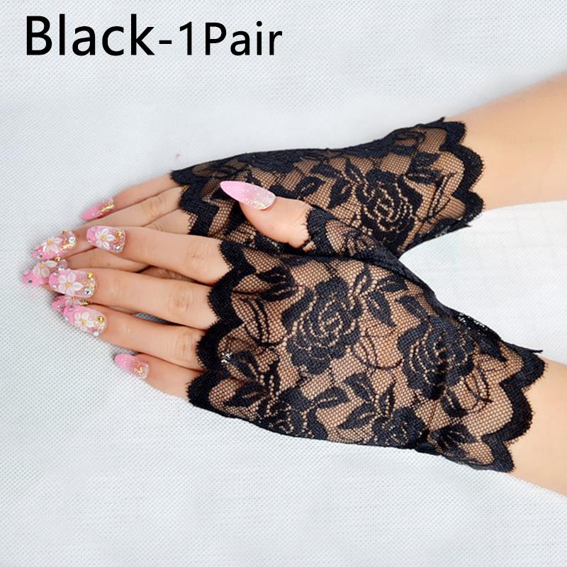 1 Pair Wedding Summer Lace Gloves Women Sun Protection Fingerless Gloves Bride Breathable MIT