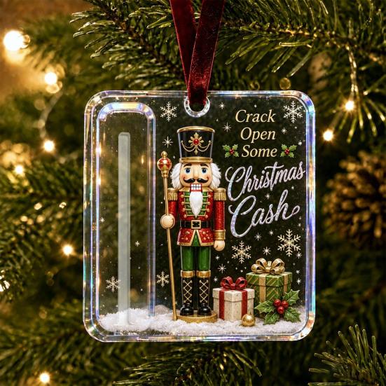 Holiday Party Hanging Decor 2Pcs Christmas Cash Gift Holder Ornament, Acrylic Money with Tree Decorations Santa Snowman Design, Pendant for