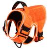 Reflective Orange Dog Harness with 4 Metal Buckles Military Tactical Pet Training Vest Collar Leash Molle Pouch For Large Dogs