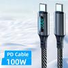 Сверх-Супер Быстрый Зарядный Кабель - 6А 120 Вт USB A на Type C Нейлоновый Дата-Кабель со Светодиодным Цифровым Дисплеем