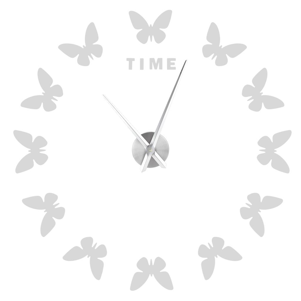 Large Wall Sticker Clock Butterfly Shape Innovation DIY Modern Art Living Room DecorationSilver