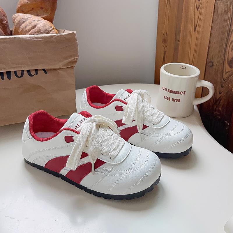 Fashion Korean version of retro German training shoes women's 2025 new summer soft-soled versatile white shoes with skirt B3511