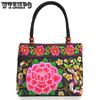 Large Capacity Embroidered Handbag for Women National Floral Casual Colorful Wood Bead Single Shoulder Bag