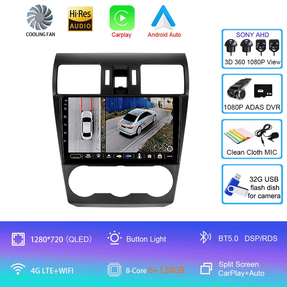 Автомобильное радио Android 14 Carplay для Subaru WRX Forester 4 SJ 2016 2017 2018 - 2022 Навигация GPS Мультимедийный проигрыватель Wi-Fi+4G BT DSP
