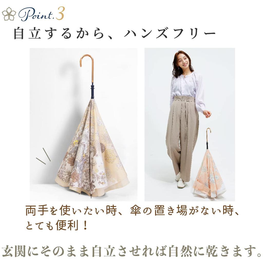 SaKASA Flora Зонт-наоборот для от солнца и длинный перевернутый складной остается УФ Супер Вода Отличный Милый [МОДЕЛЬ ДЛЯ НОШЕНИЯ] Женщины, Легкий, Дождь,