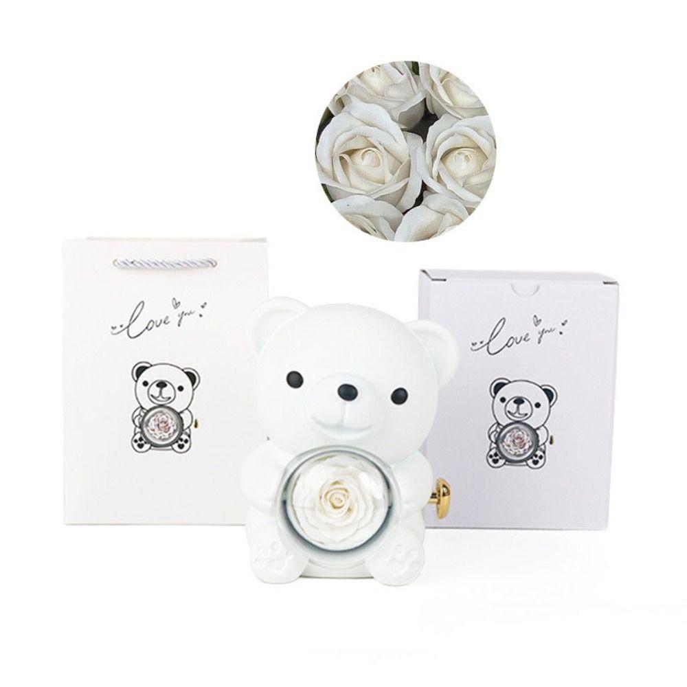 Мыло Цветок Медведь Подарочная Коробка Вращающееся Кольцо Подарочный Футляр Креативная Роза Ювелирные Изделия Коробка Свадьба