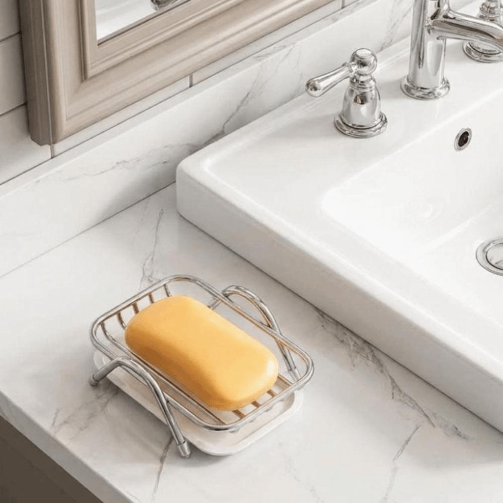 2PCS Rustproof Stainless Steel Soap Rack Space Saving Soap Tray Durable Soap Storage Rack  Kitchen