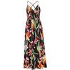 Women Fashion Floral Print Open Back Maxi Dress