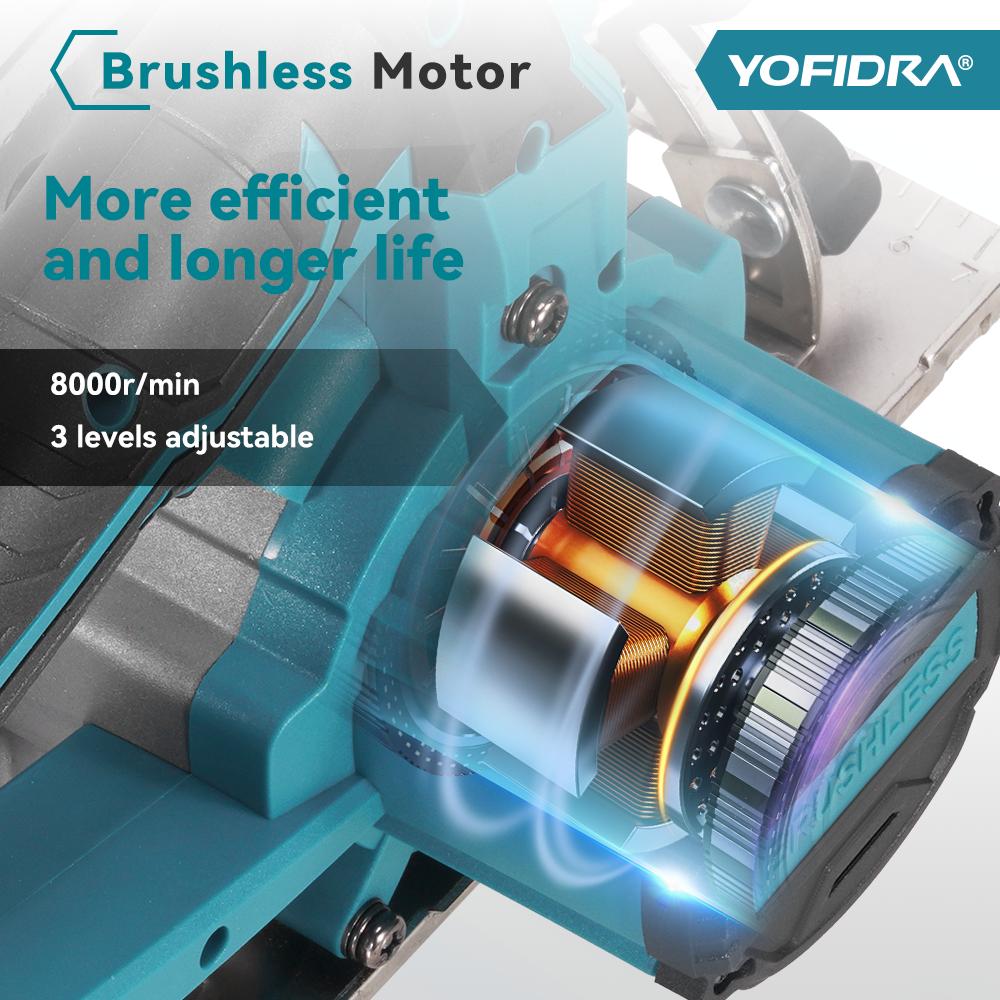 Yofidra 6-дюймовая бесщеточная электрическая циркулярная пила с цифровым дисплеем, цепная пила, многофункциональный режущий инструмент для аккумулятора Makita 18 В, штифтовое крепление