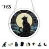 Realistic Suncatcher Acrylic Puzzle Suncatcher, Halloween Black Cat Castle Raven DIY Sun Charming Window Catcher Kit, Stained Glass Hanging