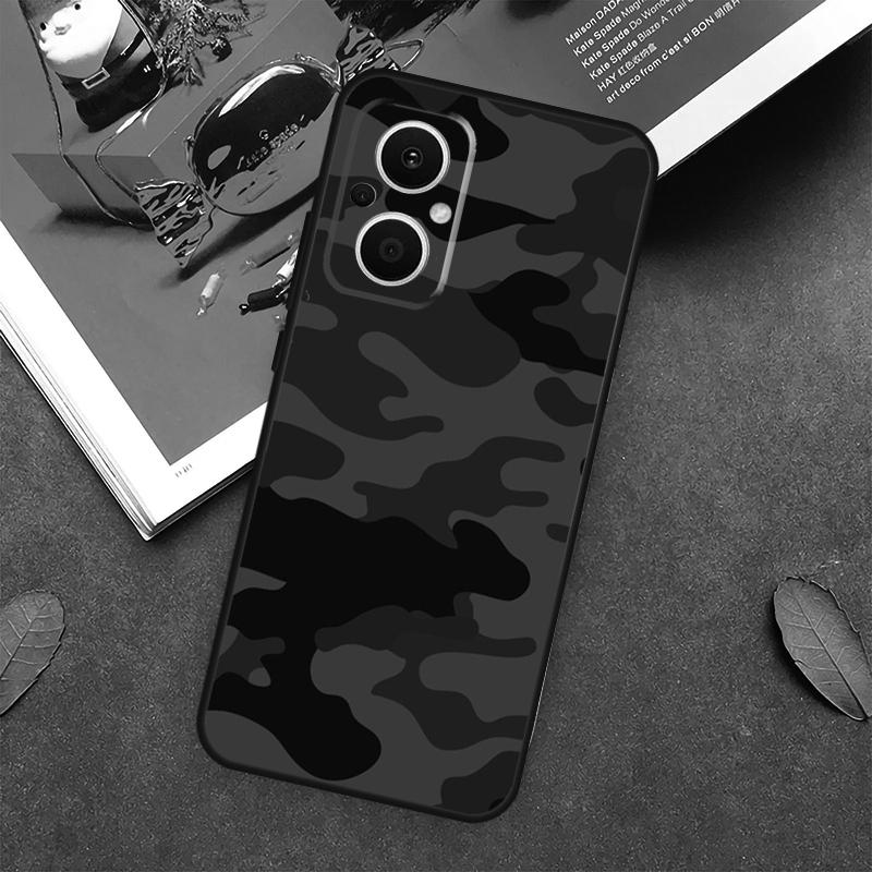 Black Night Camo Camouflage Case For OPPO Reno 13F 14F 12F 11F 12 11 10 14 Pro 8T 8 Lite OPPO Find X9 X8 X6 X5 Pro Cover