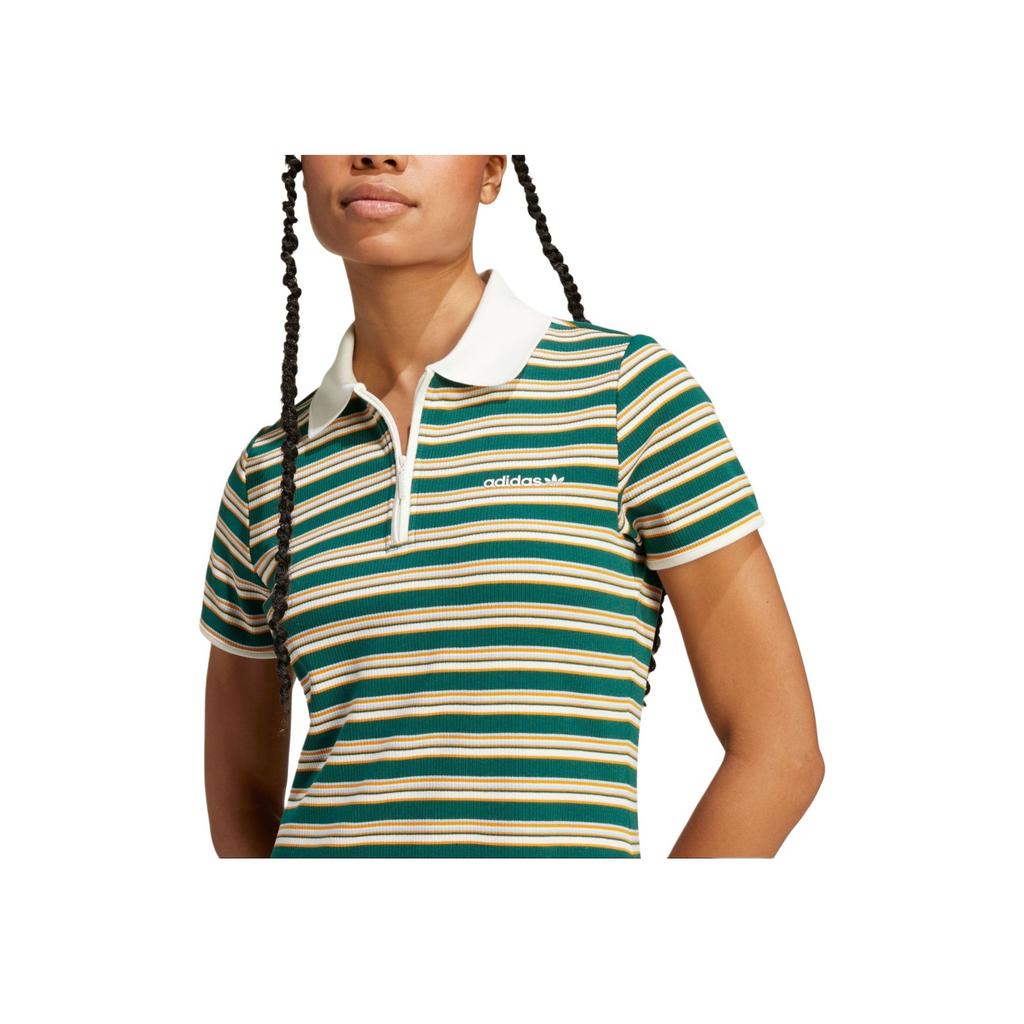 Adidas Striped Polo Casual Dress Women Dress Multicolor JC6178