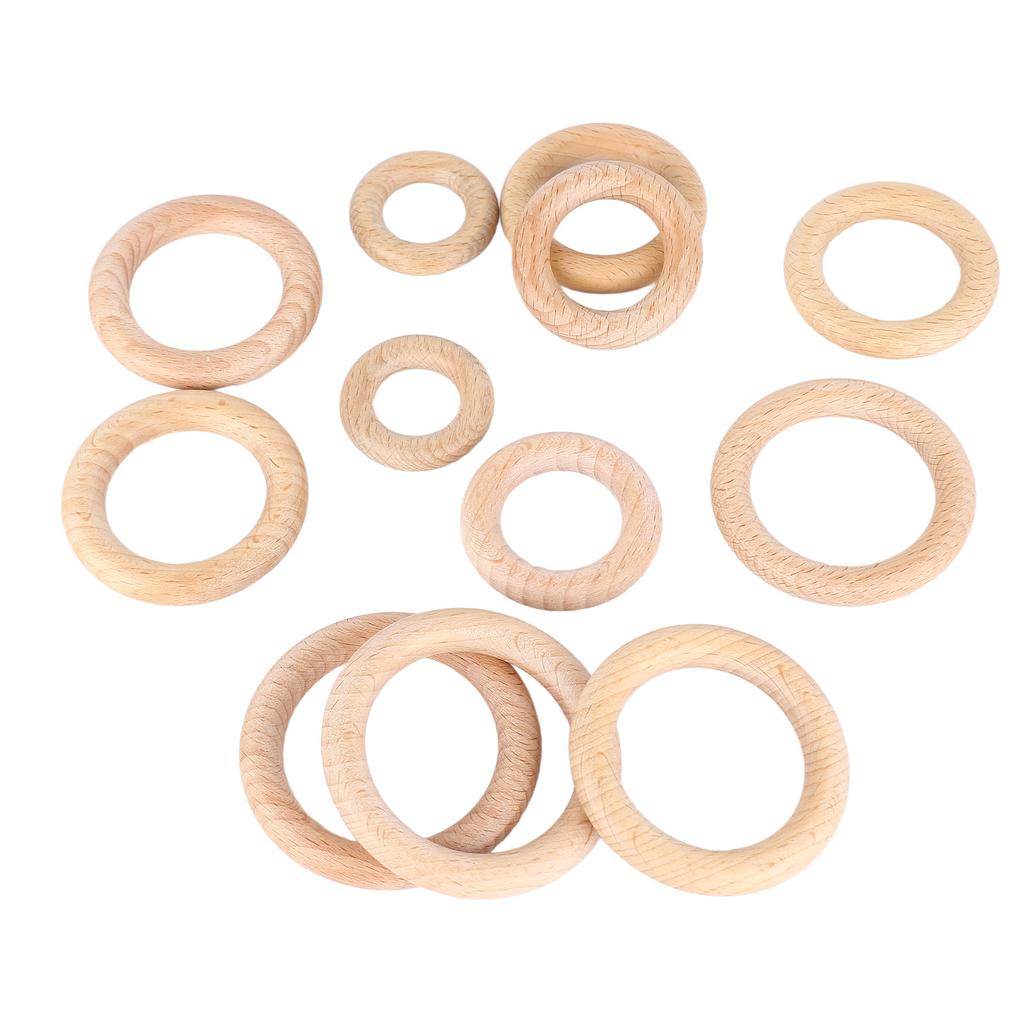 12Pcs Wooden Rings 6 Different Sizes Natural Wood Rings Unfinished Wooden Rings for Crafts Macrame Jewelry Making