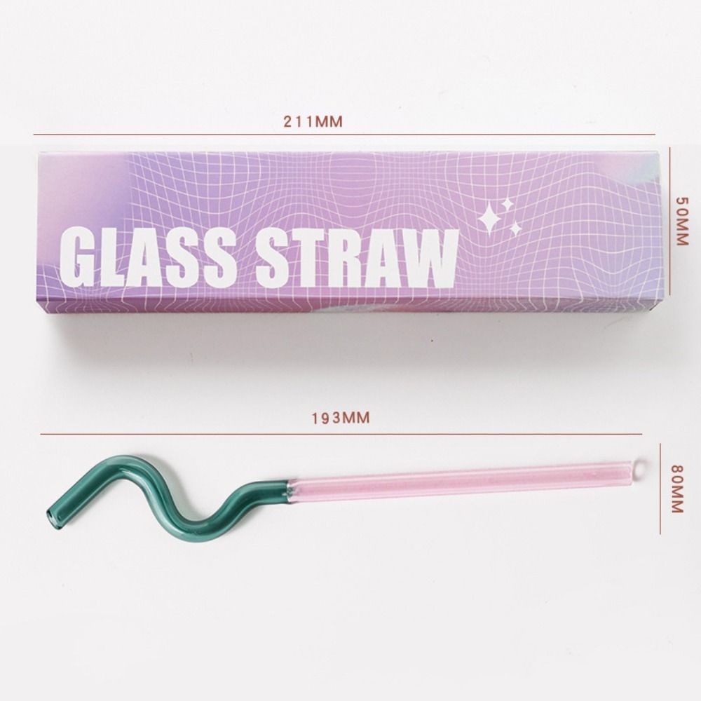 Reusable Washable Transparent Juice Milk Drinking Gift Box Set Drinking Tube Glass Straw