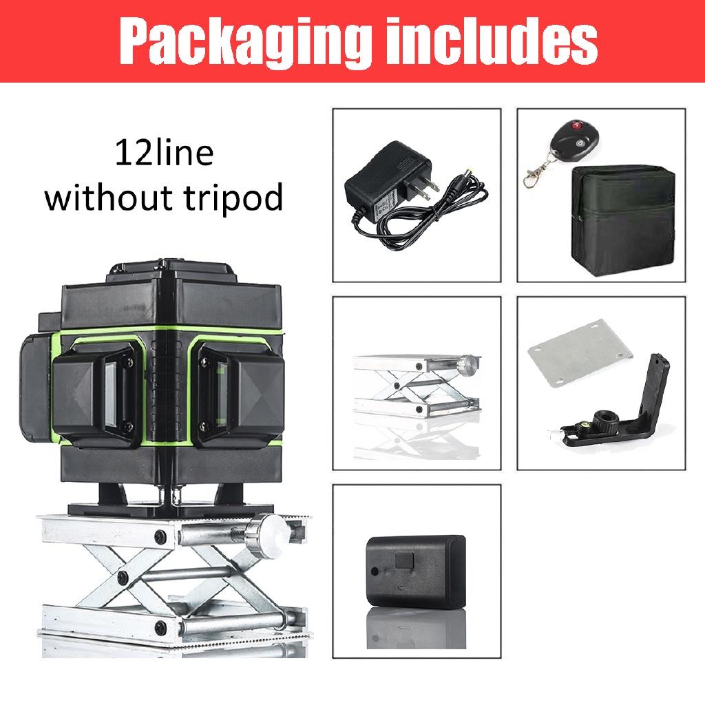 Laser Level 3D 12 Lines Level Self-Leveling 360 Degree Rotary Horizontal And Vertical Cross Laser Level Remote Control