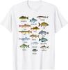 Types Of Freshwater Fish Fishing T-Shirt Casual O-Neck Tshirt Hip Hop Cotton Tees Streetwear Oversize