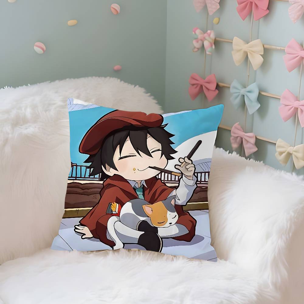 AnimeBbungo StrayDogsS Cute Throw Pillow Covers Pattern Cushion Cover Suitable For Sofa Bedroom Car Pillow Cover