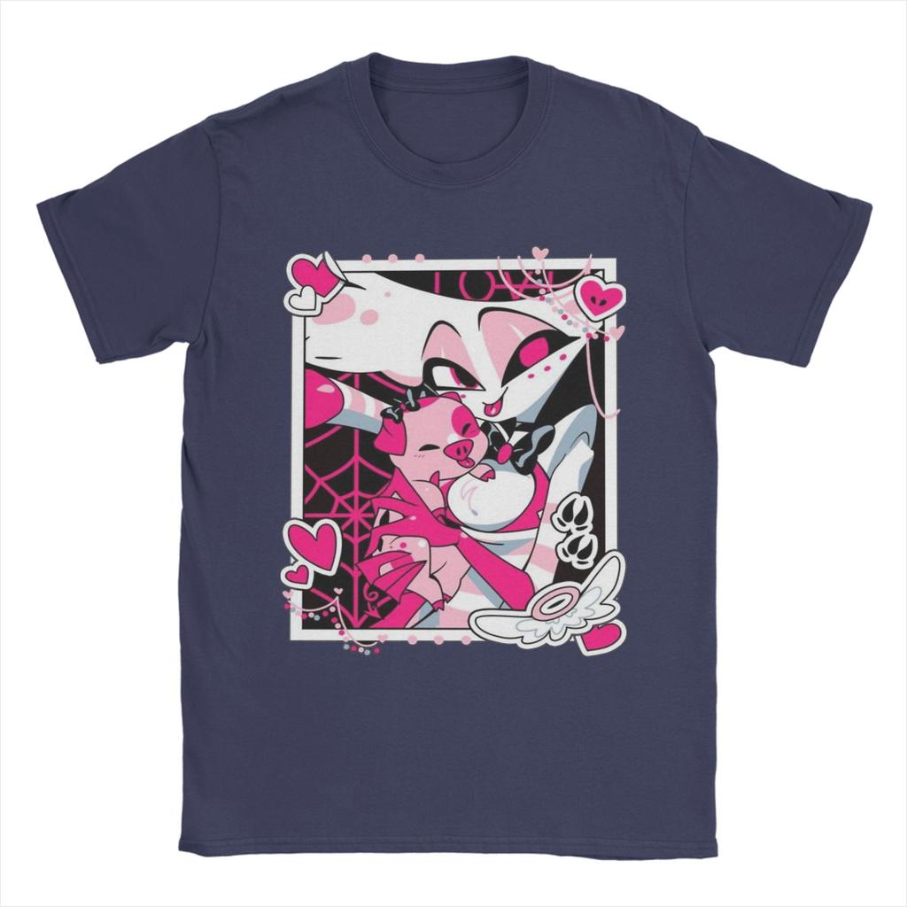 Angel Dusts и Fat Nugget Селфи Hazbins Hotels Футболка Мужская Хлопковая Повседневная Футболка С Круглым Вырезом Футболка С Коротким Рукавом Топы Подарок