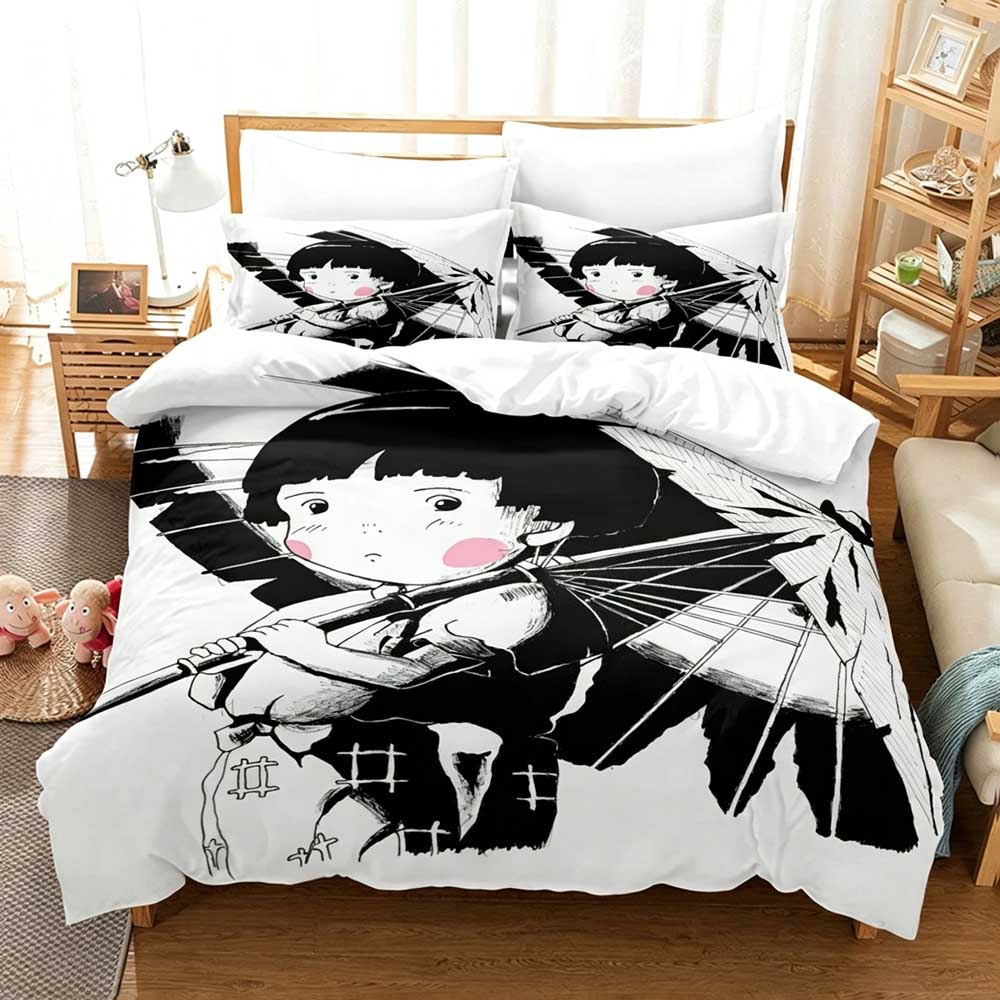 Japanese Grave the Fireflies Duvet Cover Pillowcase Print Cartoon Bedding Set For Kids Adults Single Double King Large Size